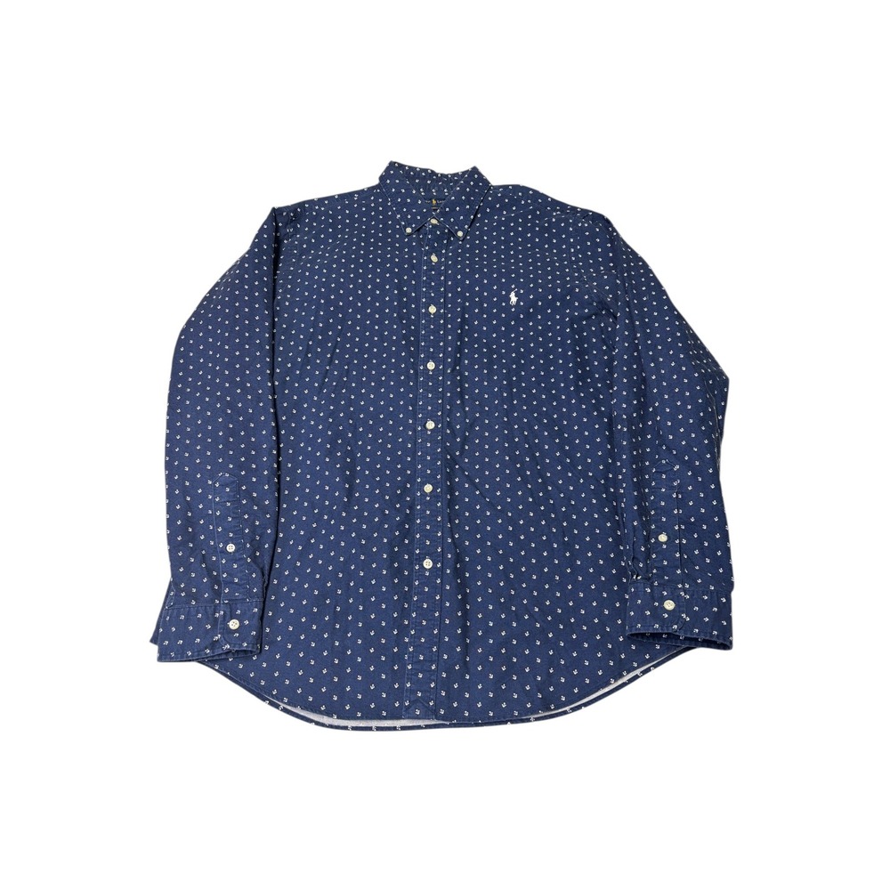 Ralph Lauren‎ Classic Fit Anchor Print Button Down Shirt XL Blue Men